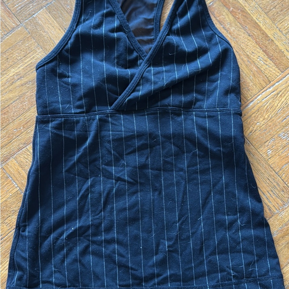 Lululemon Athletica Black Pinstripe Tank Top